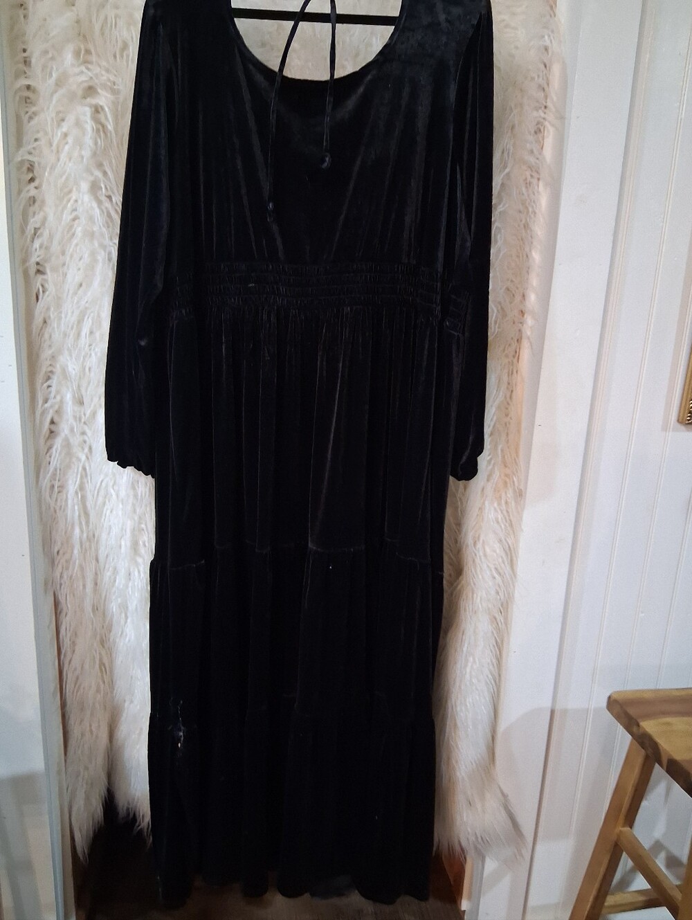 Knox Rose Black Velvet Tiered Maxi Dress